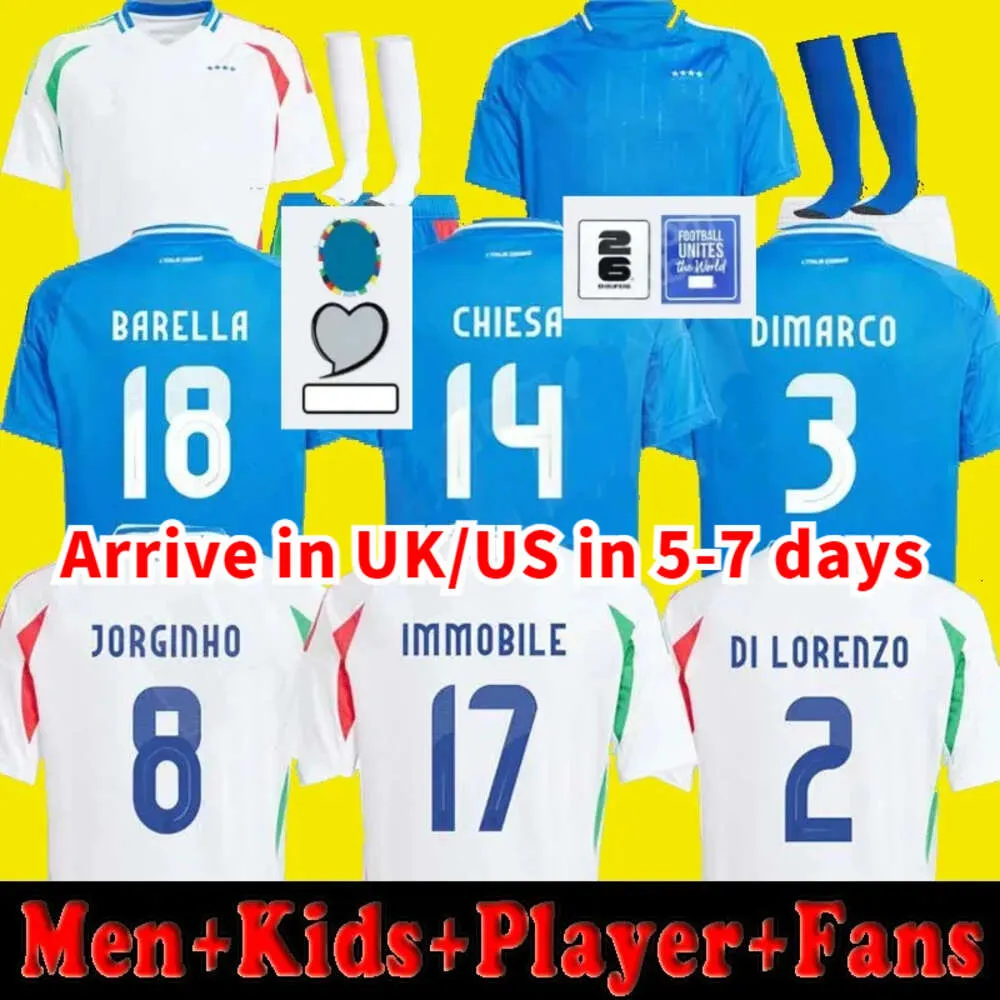 Euro Cup 2024 Itália Futebol Jersey Jerseys Versão Jogador Maglie Da Calcio TOTTI VERRATTI CHIESA Italia 23 24 Camisas de Futebol Homens Conjunto Kit Infantil Uniforme