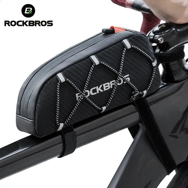 ROCKBROS Fahrradtasche, wasserdicht, reflektierend, vorne oben, Rahmenrohrtasche, großes Fassungsvermögen, ultraleichte Fahrradtasche, Fahrradtasche, 1 l, 240318