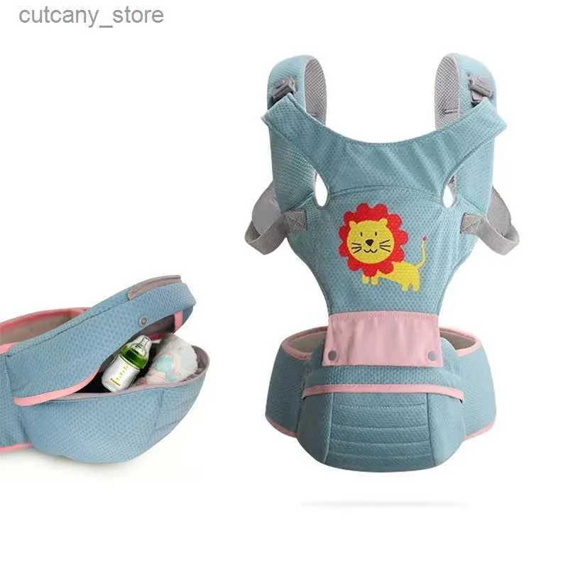 Transportörer slingrar ryggsäckar 360 Ergonomisk ryggsäck Baby Carrier Baby Hipseat som bär för barn Cartoon Baby Wrap Sling för babyresor 0-36 månader L240318