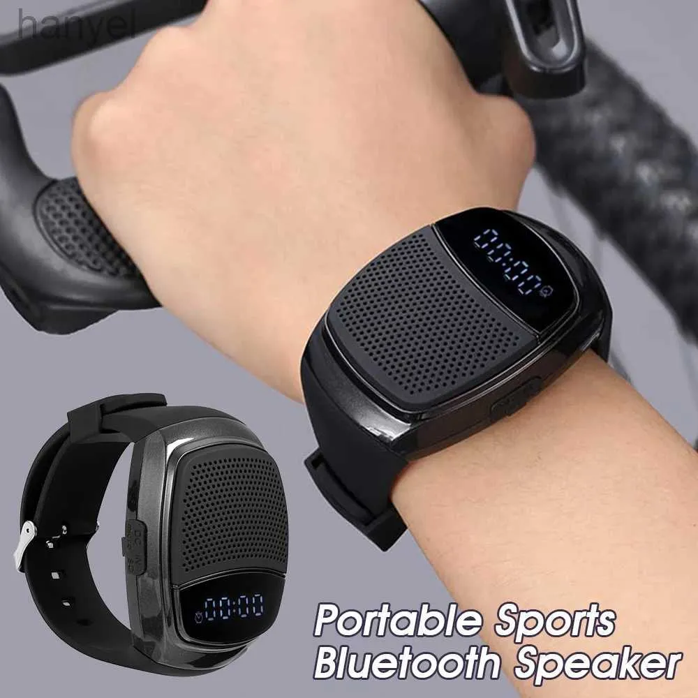 Alto-falantes portáteis sem fio wearable pulso portátil esportes bluetooth alto-falante relógio com temporizador tempo relógio mp3 player rádio fm selfie alarme 24318