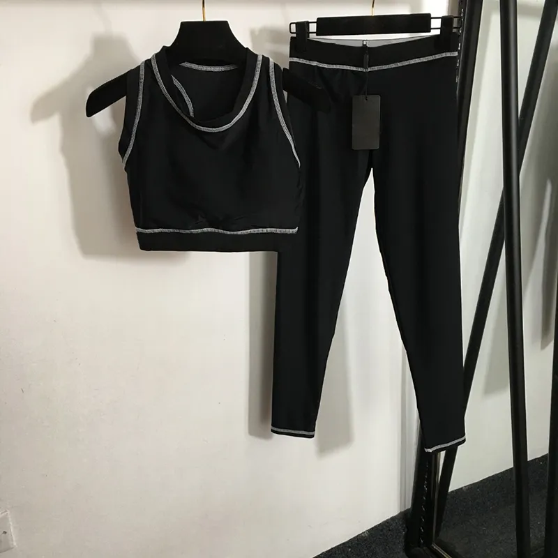 Ins moda yoga treino sem costas camis leggings letras tecer designer colete calças estações respirável esporte fatos de treino