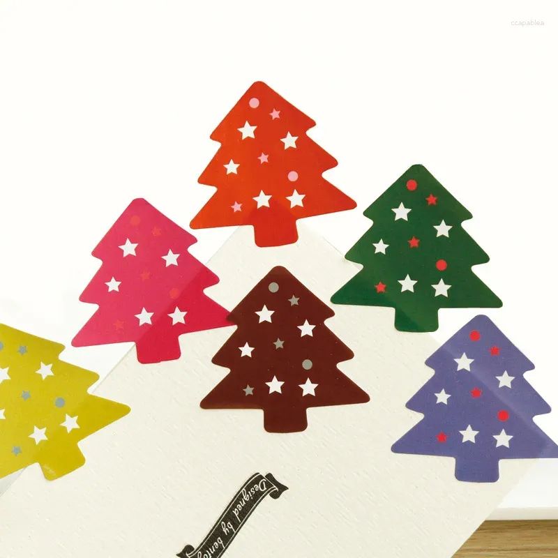 Party Decoration 200st God Christmas Tree Paper Stickers Scrapbooking Självhäftande presentetikett Xmas-tätning