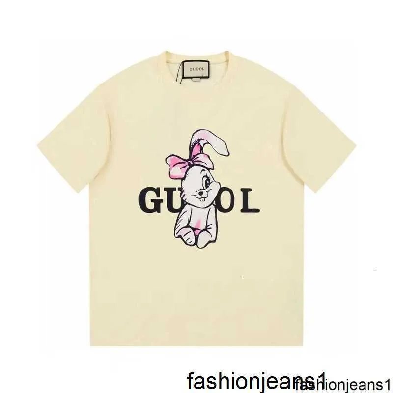 G Família Grande Coelho Branco Estilo Fofo Reprodução Original Verão Unissex Bege Branco Camiseta Versão Verificada Pescoço Redondo Impressão Manga Curta {categoria}