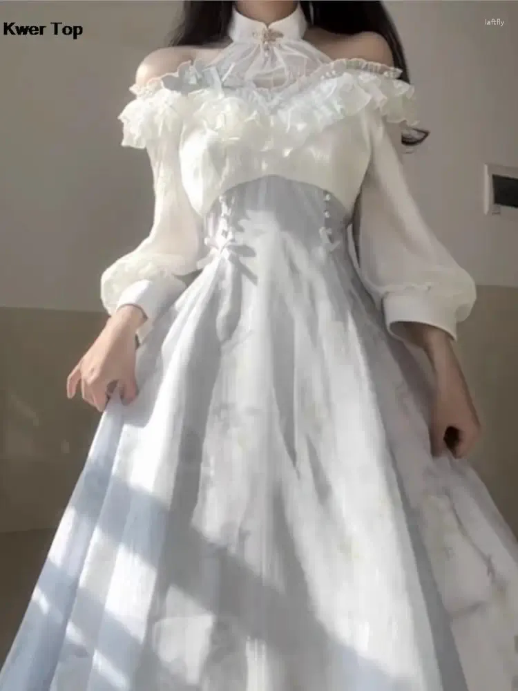 Robes de soirée Femmes Français Elelgant Vintage Robe Midi Coréen Doux Floral Anniversaire Danse Fêtes Robes D'été Mince A-ligne Vêtements