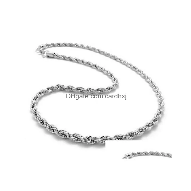 سلاسل 925 Sterling Sier Necklace 2mm 16-30 بوصة جميلة جدًا سحر حبل سلسلة حبل المجوهر