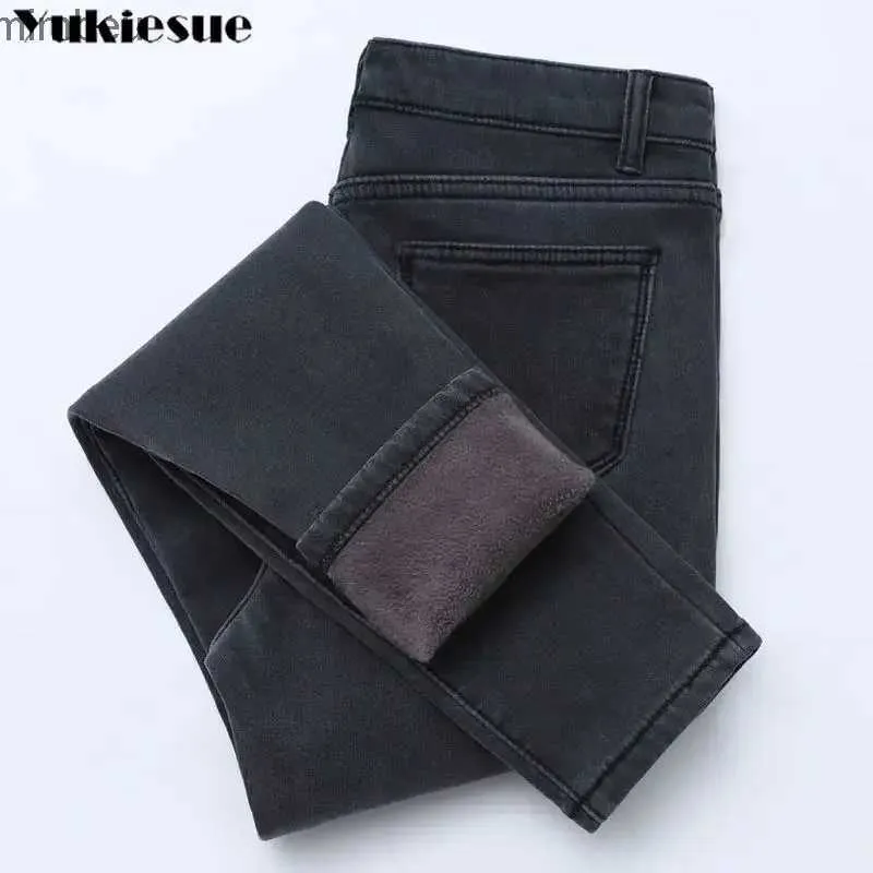 Frauen Jeans 2022 Winter Jeans Für Frauen Hohe Taille Jeans Weibliche Hose Verdickte Jeans Kleiden Samt Dicke Warme Push Up mom Jeans womanC24318