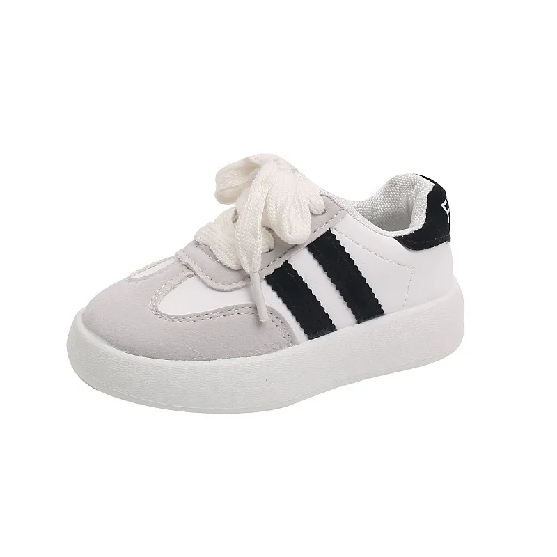 IQYU Baskets Enfants Fille Et Garçon Printemps Été - Cuir Souple, Semelle Caoutchouc Antidérapante, Lacets, Ultra Confortables