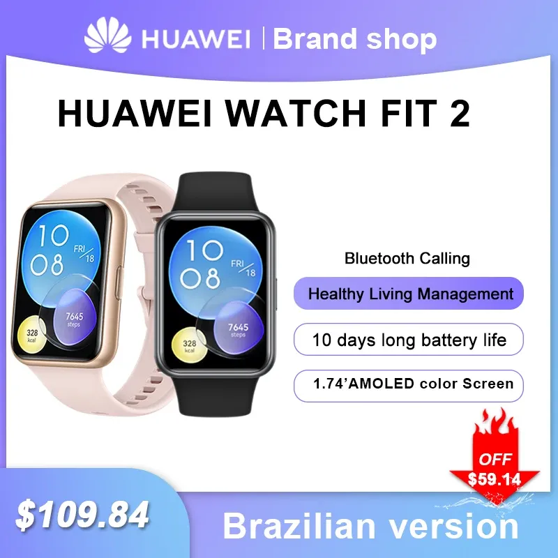 Speakers New Arrive,HUAWEI Watch FIT 2 Smartwatch, 1.74 inch AMOLED Display, Bluetooth calling,Speaker Supported Brazilian version