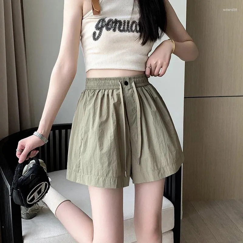 Women's Shorts Elastic Waist 2024 Versatile High Slim Loose Relaxed A-line Wide Leg Pants For Outwear