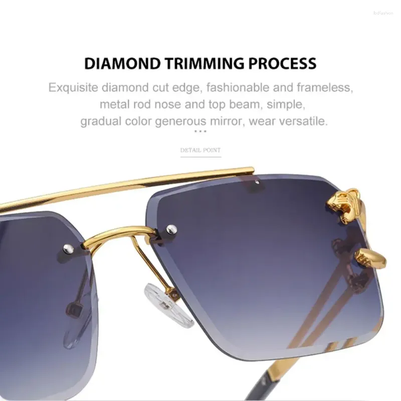 Retro Cheetah Sunglasses: Metal Rimless, Frameless Design