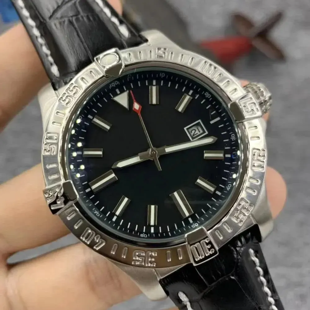 U1 Top AAA Bretiling 44MM Avenge Seawolf Horloge met zwarte wijzerplaat Automatisch mechanisch uurwerk Datum Herenhorloge Roestvrij stalen band Horloges J847