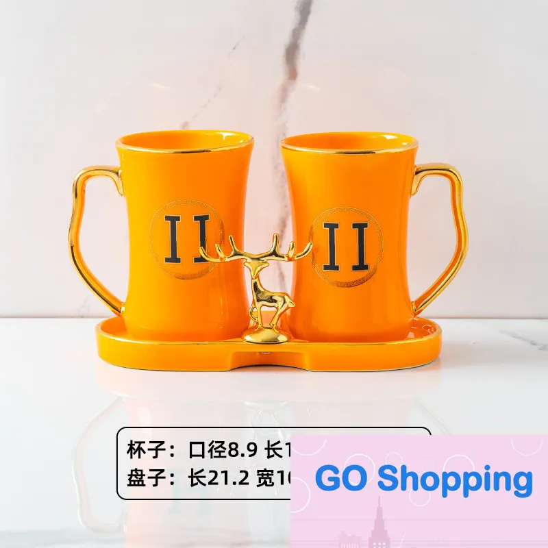 Top Couple Gargle Cups Storage Rack Bathroom Ceramic Tooth Cup Wash Cups Toothbrush and Tooths Cups Set