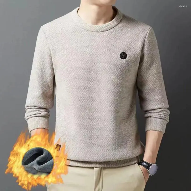 Men's Sweaters Men Solid Color Sweater Cozy Round Neck For Fall Winter Thick Knitted Pullover With Soft Warm