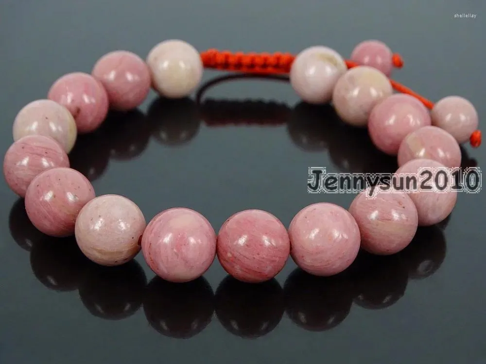 Strand el yapımı 10mm ayarlanabilir doğal rhodochrosite taşlar taş yuvarlak boncuklar bilezik iyileştirme reiki 5 iplikçikler/paket