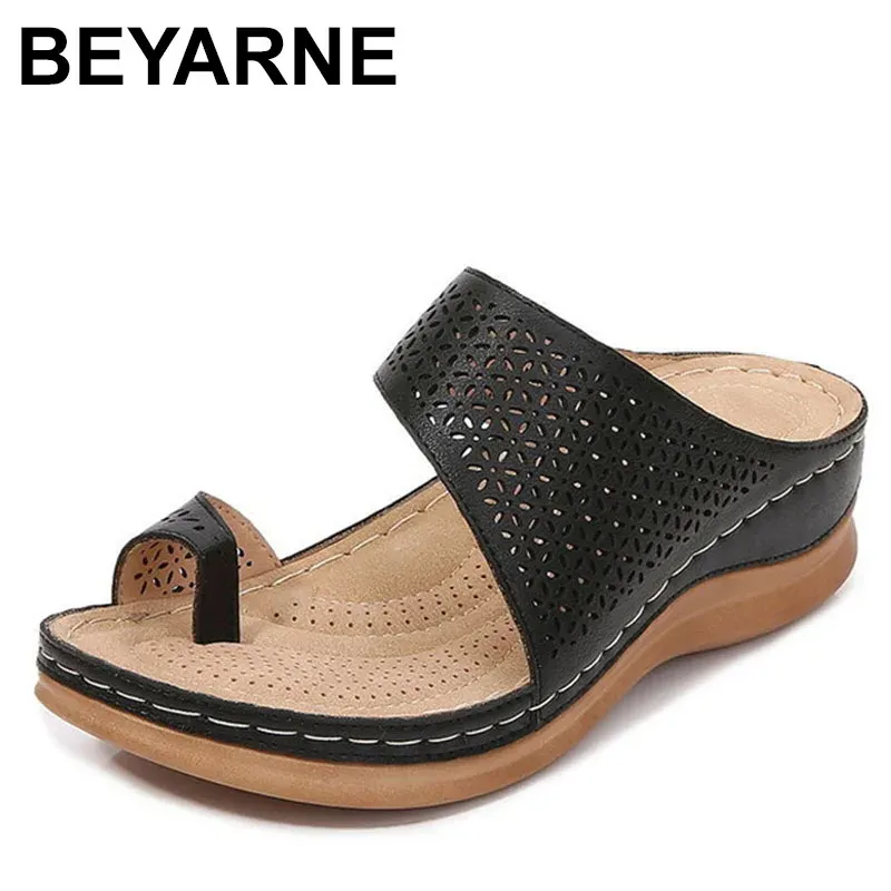 Sandals BEYARNE Women Sandals Comfy Platform Flat Sandals Women Shoes Ladies Women Breathable Hollow Sandal Orthopedic Bunion Corrector