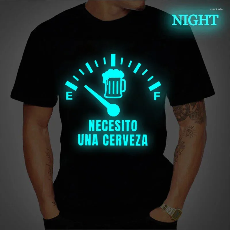 Męskie koszulki T-shirt STREET NECESITO una cerveza print Luminous Tops Tees letnia koszula Owwrotna koszulka dla mężczyzn