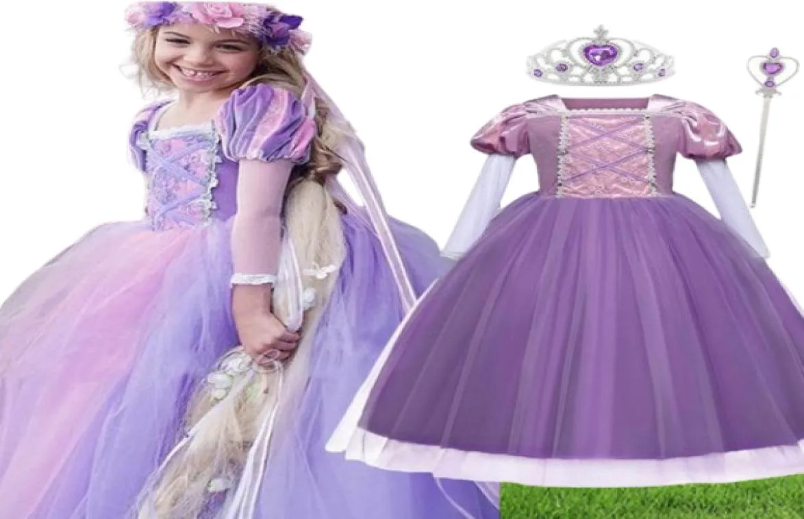 Girl039s Kleider Mädchen Cosplay Dress Up Halloween Tangled Fancy Princess Kostüm Kinder Geburtstag Karneval Verkleidung Tuch6945035