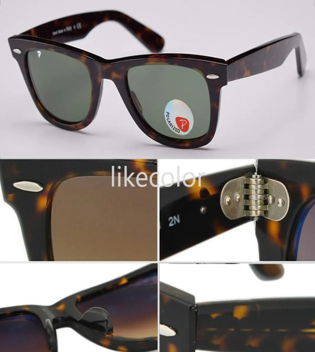 Klassisk polariserad 50mm herrkvinnor solglasögon fyrkantig acetatram verklig UV400 glaslinser solglasögon de sol gafas med accessorie2256133