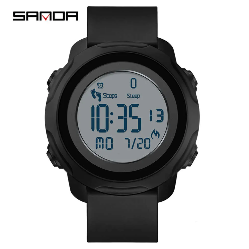 Sanda New Step Conteggio calorie Sveglia alla moda Luce notturna da uomo Orologio intelligente per monitoraggio del sonno impermeabile e antiurto