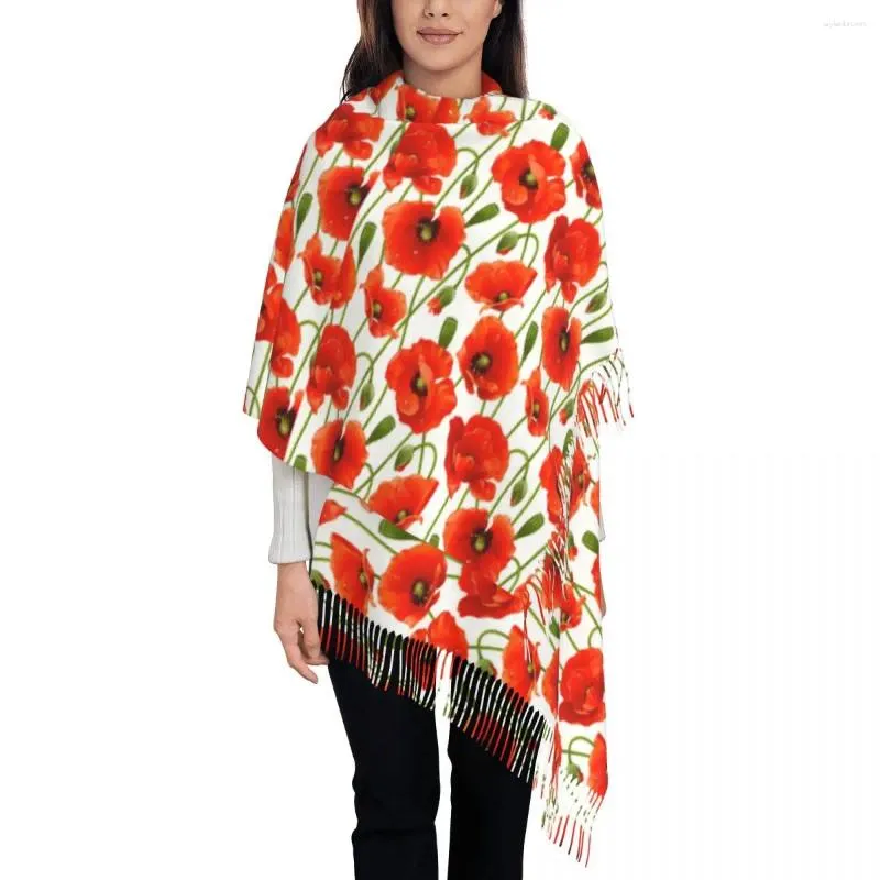 Szaliki szalik damski ciepły miękki czerwony kwiat duży z długimi mody luksusu 2024 szale WRPAS Winter Designer Bufanda