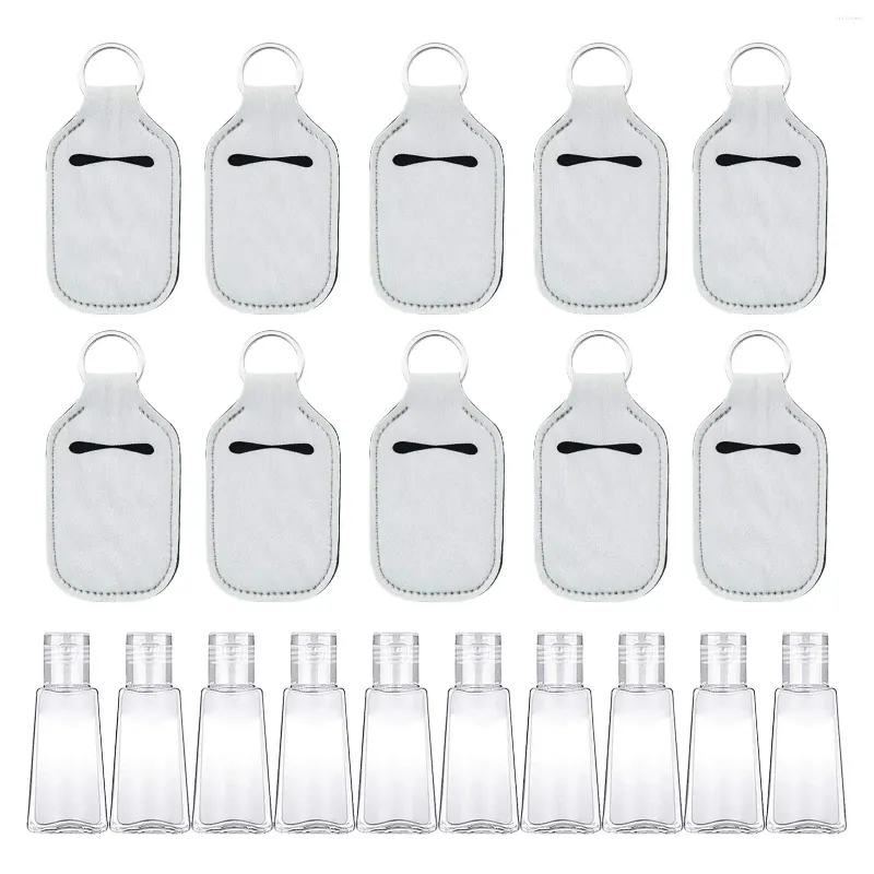 Брелки. Набор из 20 пустых дорожных бутылок и держателей для ключей включает в себя многоразовый контейнер-раскладушку емкостью 30 мл.