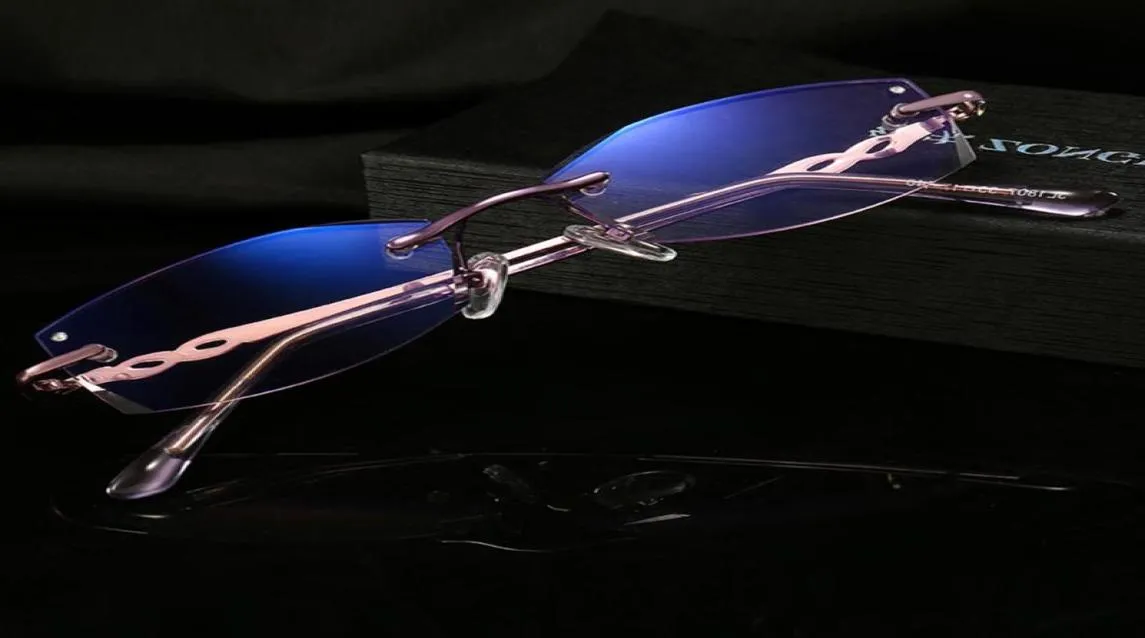 Solglasögon Titanium Frame Ultra Light Rimless Diamond Cut Women Luxury Reading Glasses 075 1 125 15 175 2 225 25 till 4Sunglas9375398
