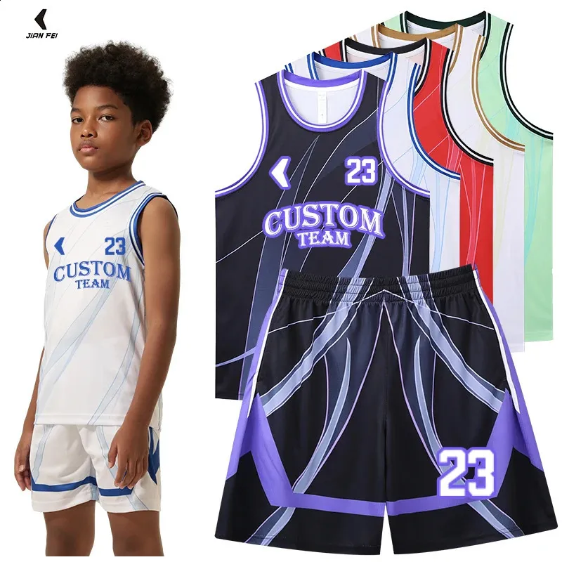 Professional Children Basketball Uniform Set Breathable Kids Basketball Shirts Quick Dry Basketball Jersey For Boys 244 240314