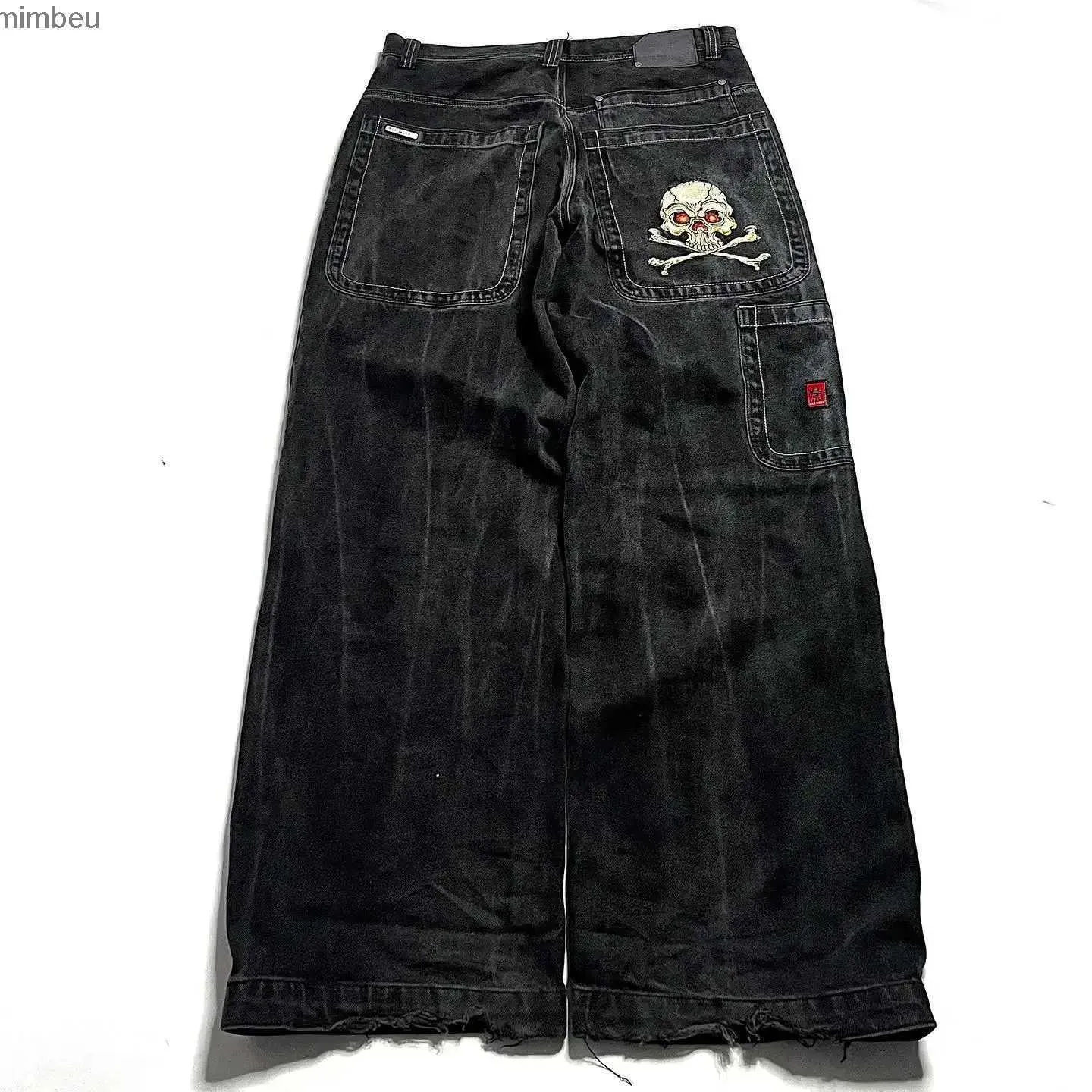 Jeans Femme Y2k Jeans Vintage Nouveau Harajuku Hip Hop Rétro Crâne Brodé Baggy Jeans Denim Pantalon Hommes Femmes Goth Taille Haute Pantalon LargeC24318