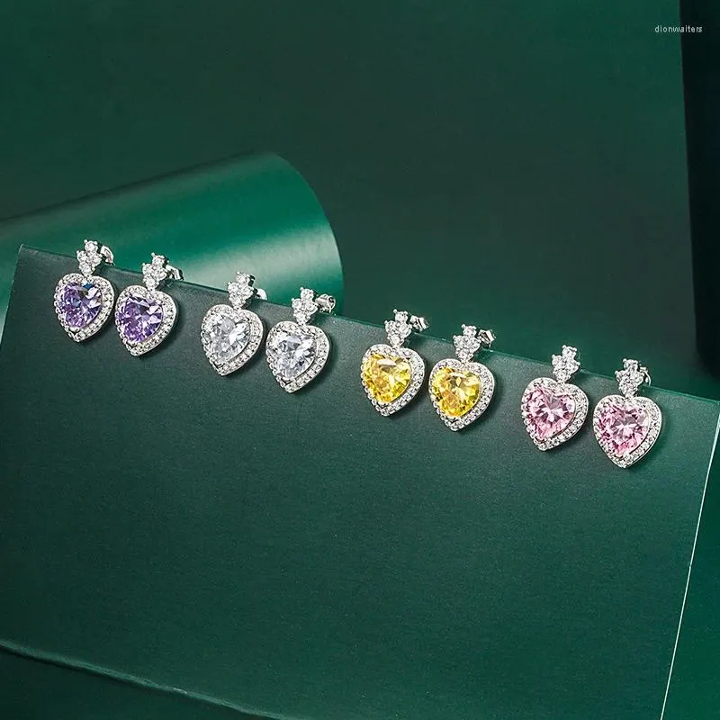Boucles d'oreilles en argent Sterling 925, mignon cœur d'amour, Mini petits clous de perçage rose/violet d'anniversaire, bijoux cadeau pour femmes