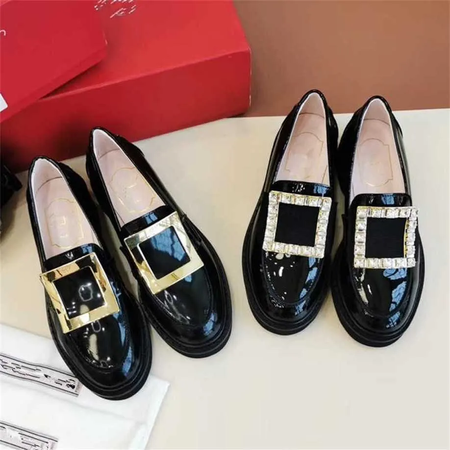 59% rabatt Sport 2024 Rs Rhinestone Square Buckle Single Shoe Womens New Thick Soled Lefuwa Wears English Style Black Shoes