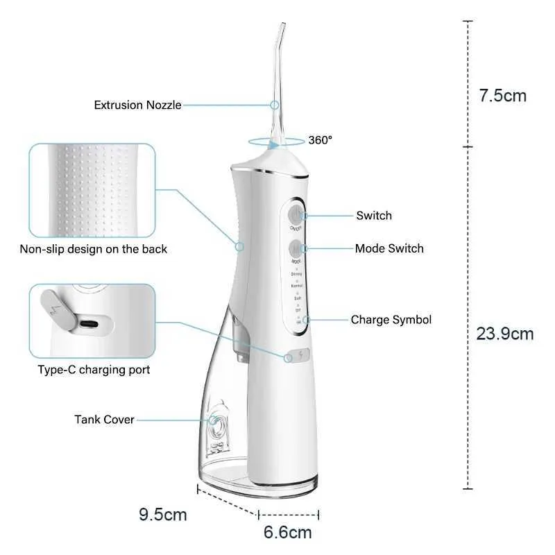 Oral Irrigators Mens automatique oral buse dentaire évier machine de nettoyage oral 300ML réservoir d'eau étanche équipement de nettoyage des dents J240318