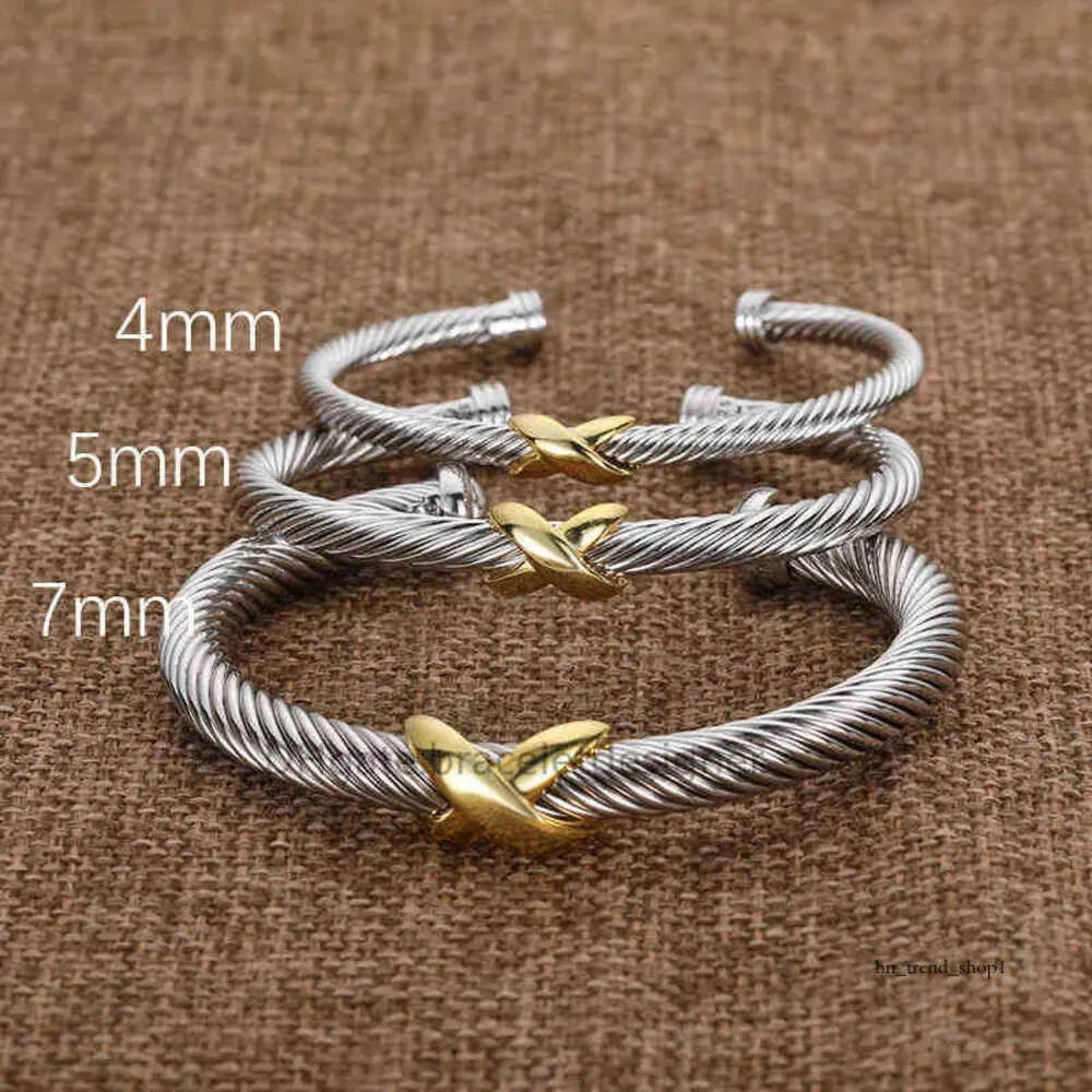 Designer Modeschmuck Twisted X Armband Gold Charm Splitter 925 Sterling Silber Armbänder Geflochtenes Kreuz Armreif Diamant Zirkon Luxus Geburtstagsgeschenk für Frauen 398