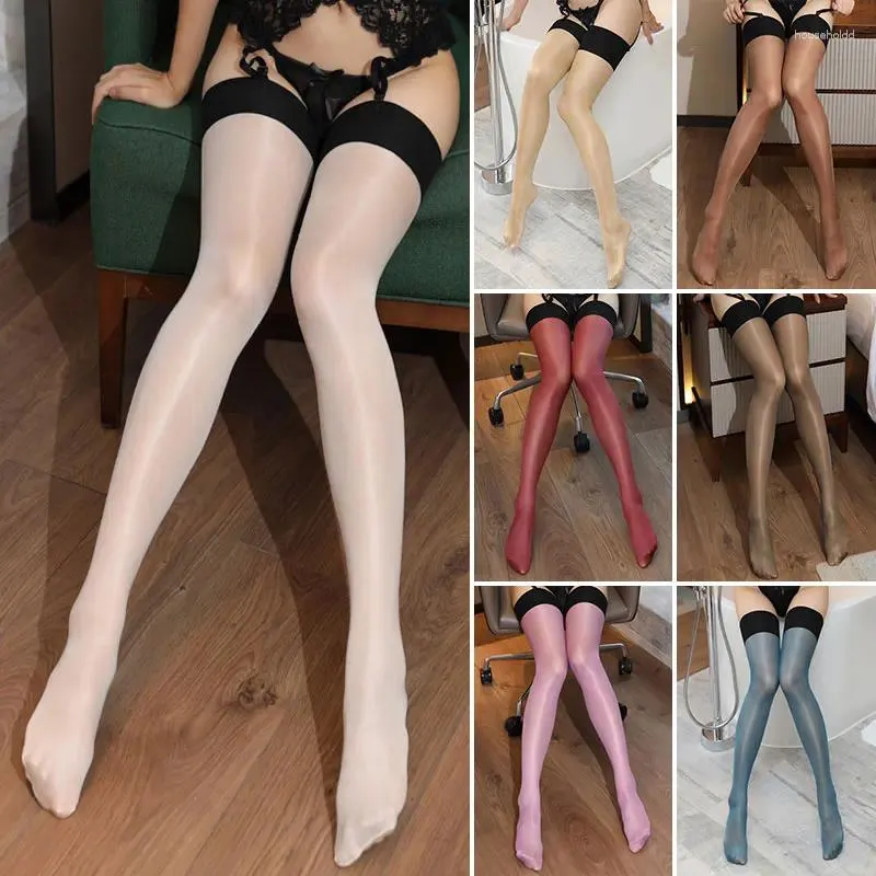 Calcetines de mujer sexis de encaje 3D, medias suaves hasta el muslo, pantimedias transparentes de malla, ver rojo a través de la ropa, medias