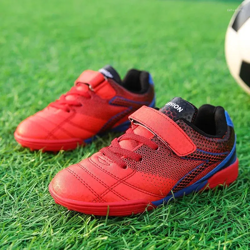 Обувь для американского футбола, красные детские футбольные кроссовки с нескользящей текстурой, детские спортивные легкие кожаные кроссовки для мальчиков