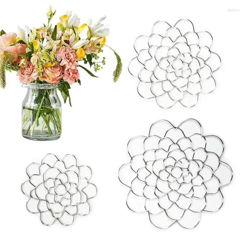 Vases 3pcs Flower Frog Stainless Steel Floral Insert Bouquet Arrangement Ring Spiral Stem Holder For Vase Home Decoration