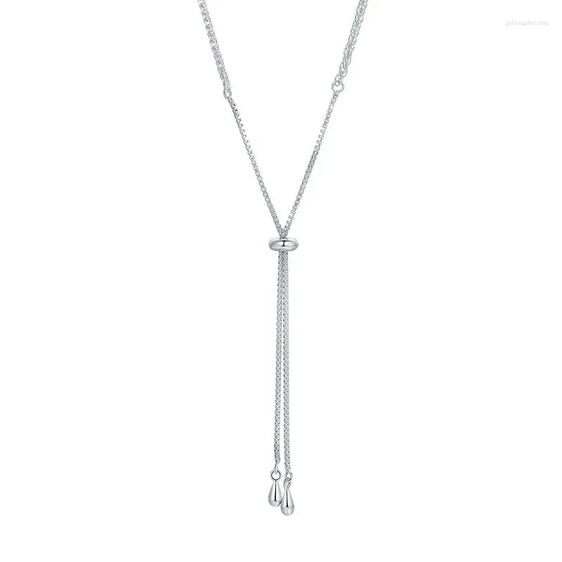 Pingentes s925 prata esterlina camisola corrente versão coreana simples premium longo colar ajustável cordão franja colar