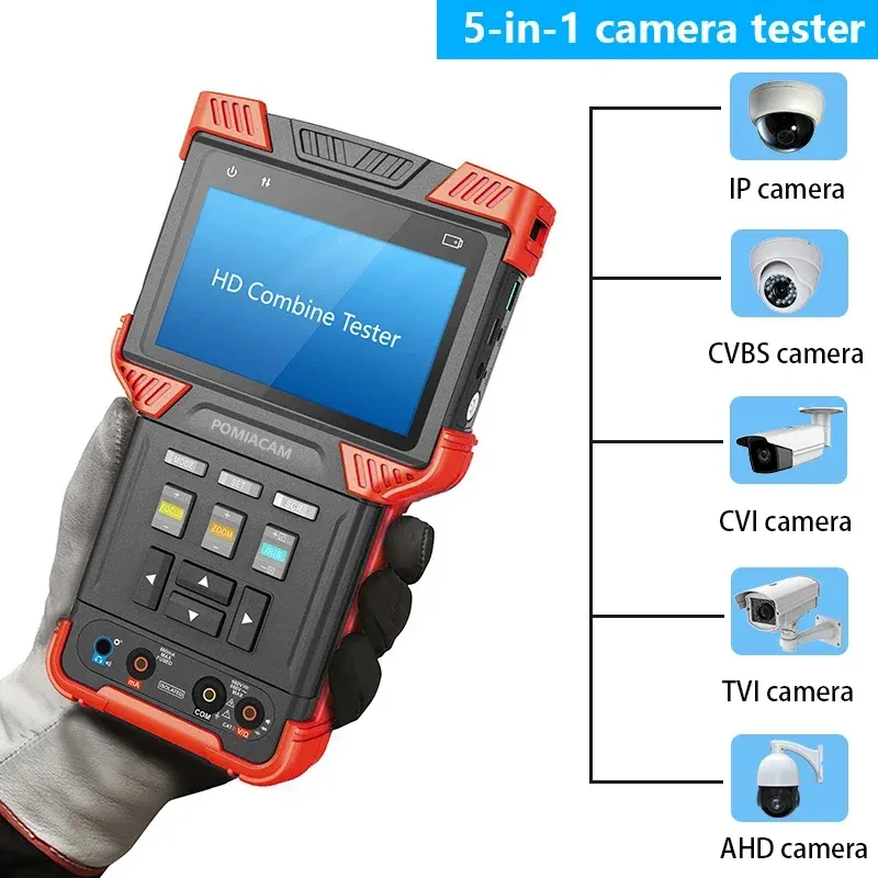 DT-T73 CCTV-testare Monitor 5-i-1 H.265/H.264 IP-kameraprovare Support Analog CVI TVI AHD3.0 Camera/OnVif/Digital Multimeter