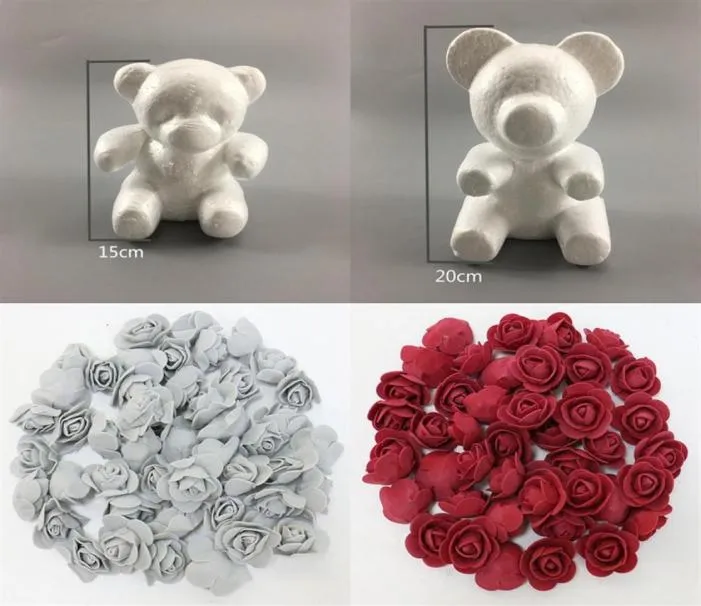 Fleur artificielle Rose bricolage blanc mousse ours moule Teddy pour la Saint-Valentin cadeaux fête d'anniversaire décoration de mariage artisanat Whole9366745