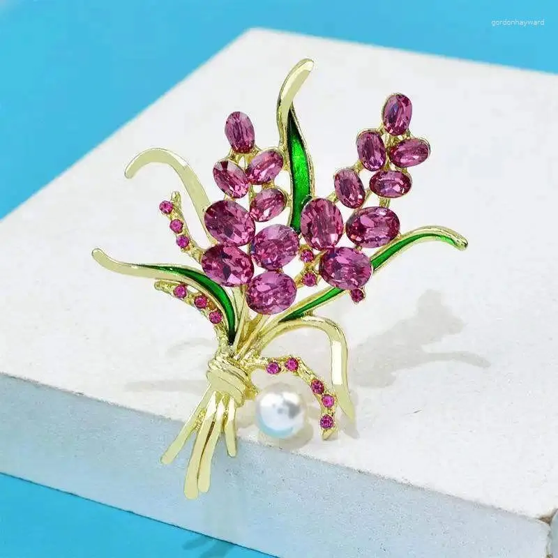 Yellow Rhinestone Wheat Ear Brooch Elegant Fashion Accessory