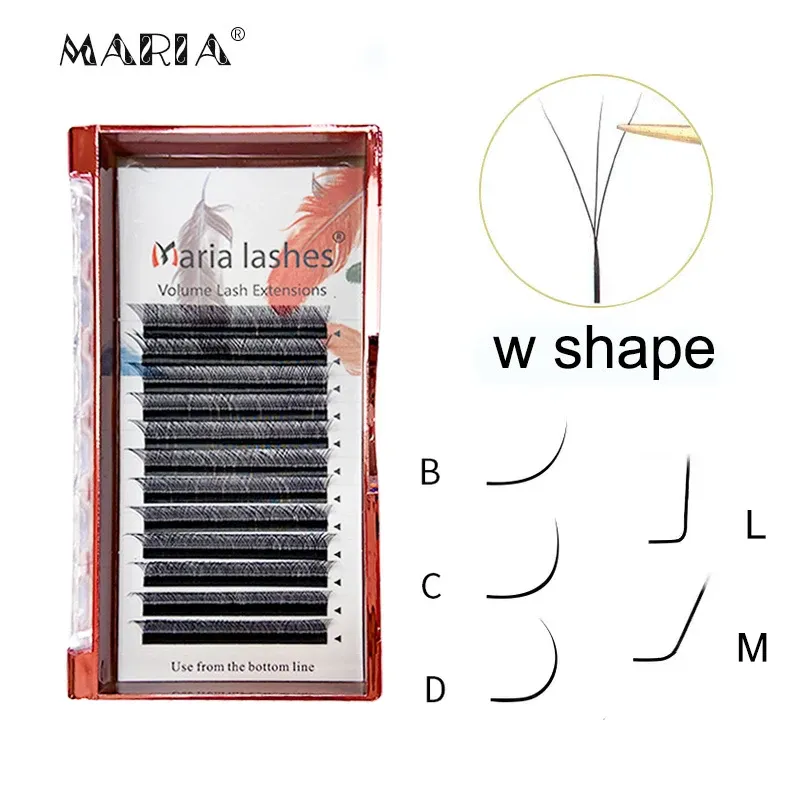 Eyelashes MARIA 3D W Shaped Soft Lash Extension Supplies 0.07 Brown Eyelashes Wholesale Natural Makeup Easy Fan Y Clusters Private Label