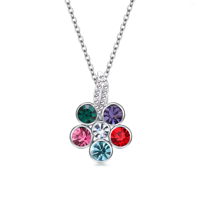 Collane con ciondolo NL-00116 Collana di fiori di cristallo austriaco per le donne Accessori di gioielli placcati in argento Amanti del regalo di compleanno