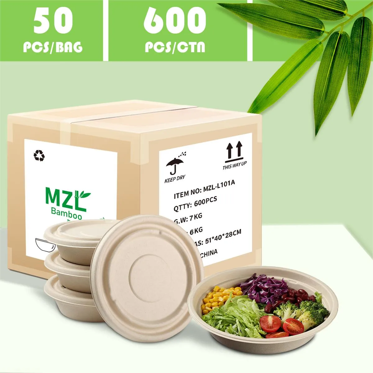 Dostępna biodegradowalna miska papierowa miski MZL ekologiczne 130*50*95 mm bambusowe miazg