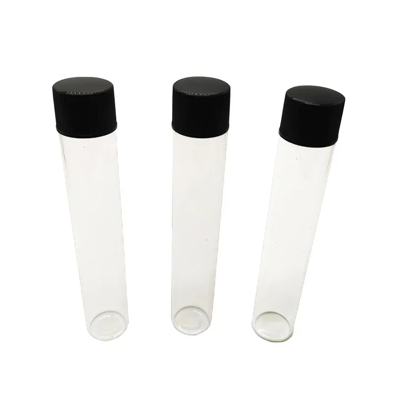 Glass tubes packaging 115*20mm with plastic lids 30g tube with screw cap could custom labels