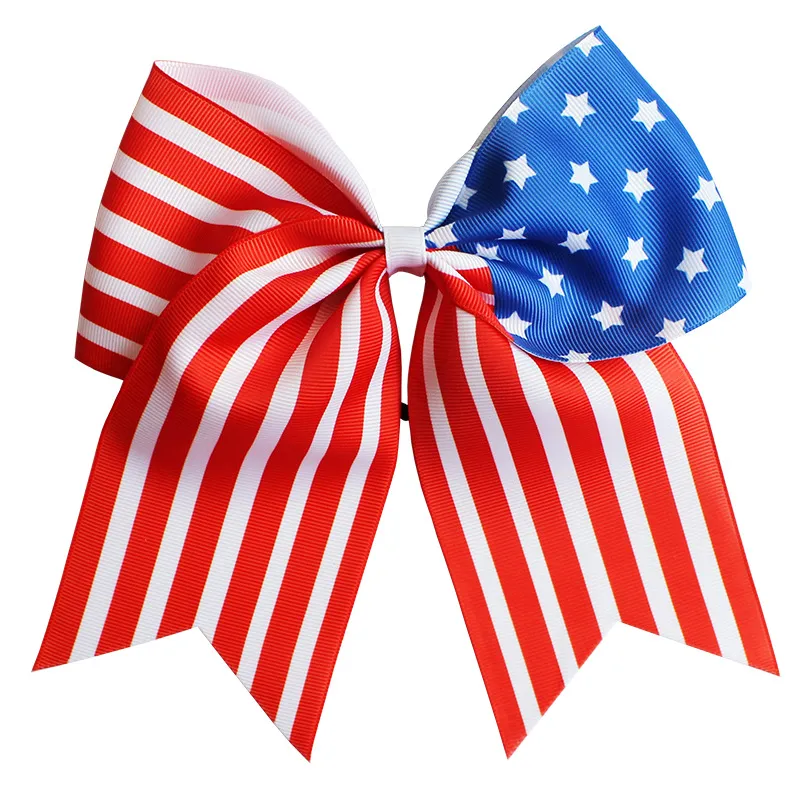 girls Hair Loop American Independence day 8-inch Bow hairbands Swallowtail kids Hair Accessories Double Tailed Ribbon Goddess of Liberty Hair Ornament