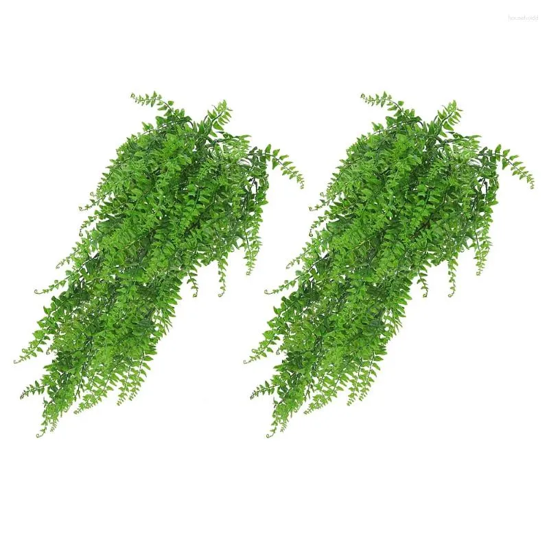 Decorative Flowers 2 Pcs Artificial Green Plants Fake Hanging Greenery Outdoor Garland Leaf Leaves