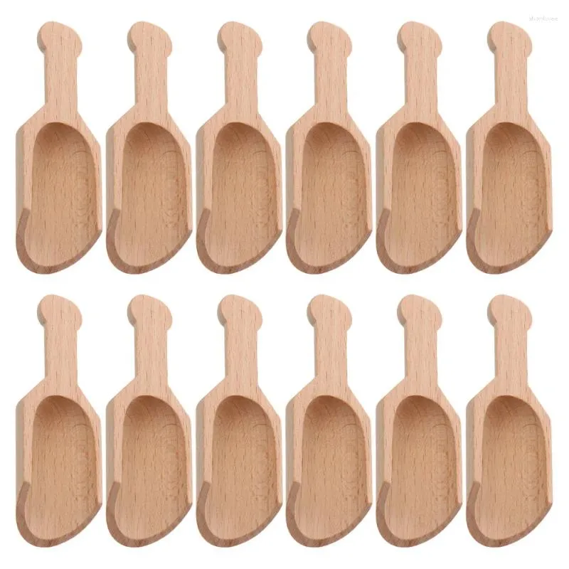 Dinnerware Sets 12 Pcs Tea Spoons Beech Wooden Durable Teaspoons Scoops Salt Kitchen Gadgets Household