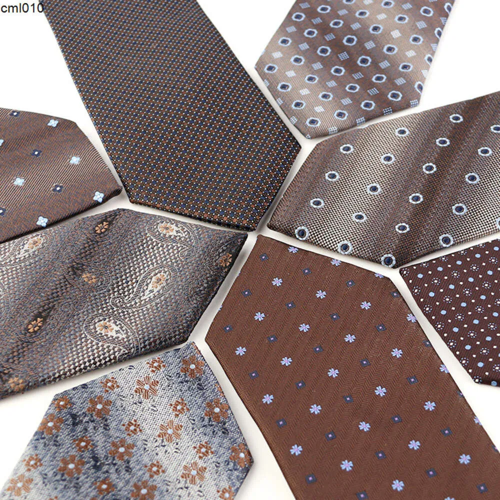 Designer Tie New Brown Series Silk för Mens Mulberry Formal Dress Handtie Shengzhou {Kategori}