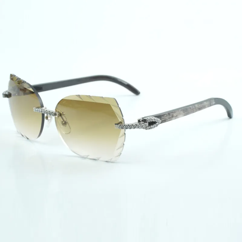 Lunettes de soleil micro coupées 8300817 jambe de buffle texturée noire naturelle et diamant moyen classique de luxe à la mode et taille 60-18-140mm