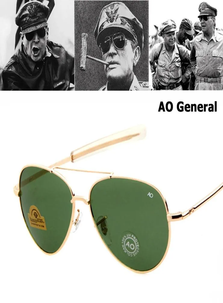 Todo o exército militar macarthur estilo aviação ao geral óculos de sol americano lente de vidro óptico masculino óculos de sol4037120