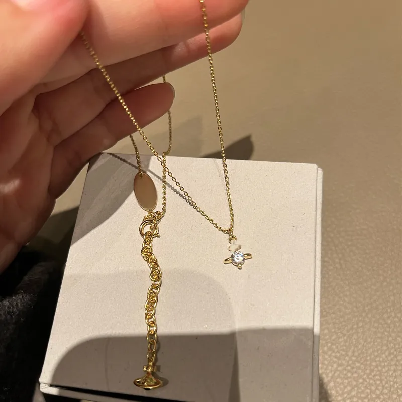 Дизайнерские подвесные ожерелья мини -сатурн одно бриллиантовое ожерелье стерлингового серебряного золота.